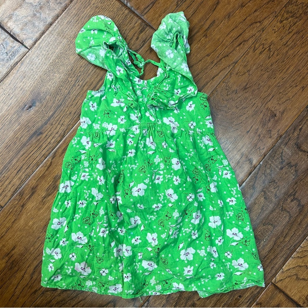 Zara girls Green Floral linen Casual Dress